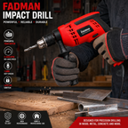 700W Electric Impact Drill Machine with Auxiliary Handle | 13mm Heavy Duty Chuck | Variable Speed & Forward/Reverse Function | Powerful Drilling Machine for Wood, Metal, Wall & Home DIY Use