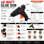 40W Hot Melt Glue Gun with 10 Pcs 11mm Glue Sticks | High Temperature Electric Adhesive Gun for Craft, DIY, Repair & Decoration