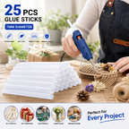 25 Pcs 7mm Transparent Hot Melt Glue Sticks for 20W Mini Glue Gun – Strong Adhesive Sticks for Craft, DIY, Art, Repair & Decoration