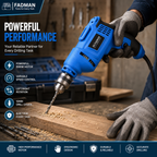 500W 10mm Electric Drill Machine with Variable Speed, Forward & Reverse Rotation, 2800 RPM, Lock-On Switch, Cooling Vents & 1.3 Meter Power Cord for Home, DIY & Professional Use