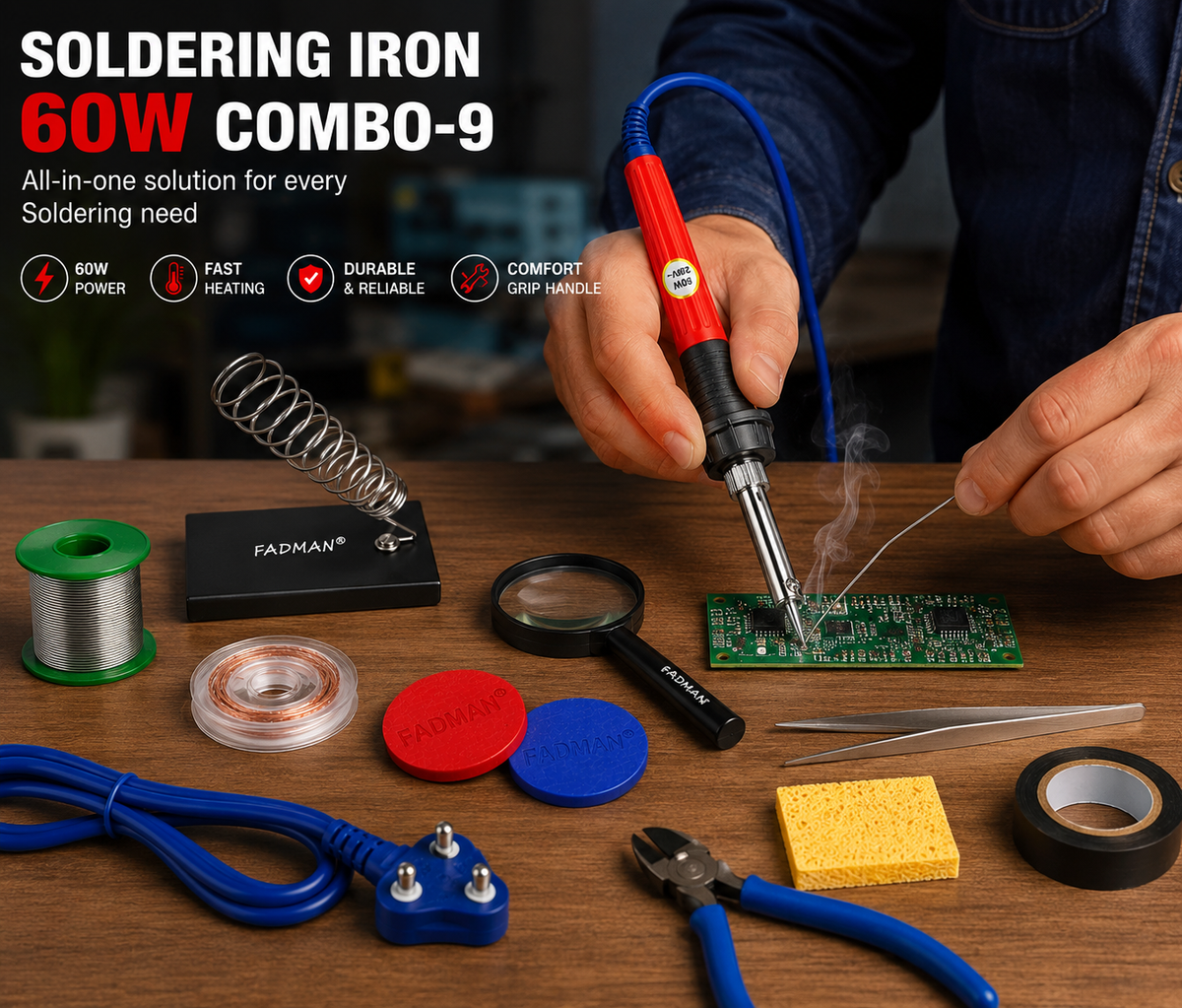60W SOLDERING IRON KIT PACK OF 9