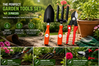 Garden Tools Set of 3 – Big Trowel, 3-Prong Garden Fork & Double Cut Pruner for Gardening, Planting, Soil Digging & Pruning
