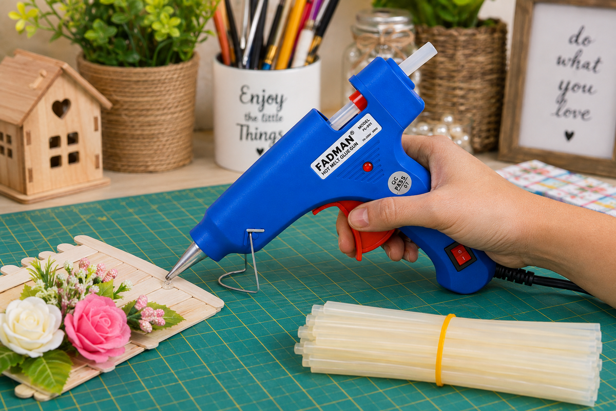 20W Hot Melt Glue Gun with 25 Pcs 7MM Glue Sticks | Mini Electric Adhesive Gun for DIY Crafts, Art, Repair & Home Projects (Blue)