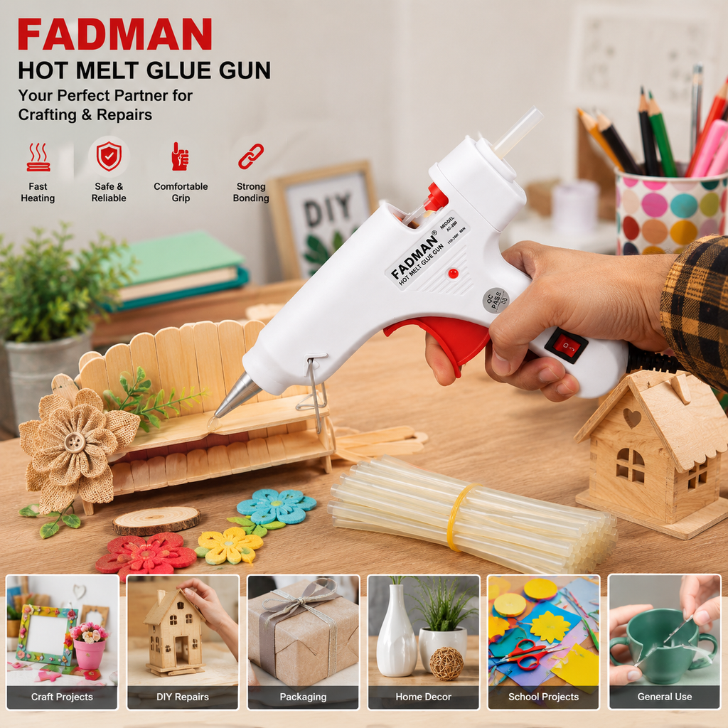 20W Hot Melt Glue Gun with 25 Pcs 7MM Glue Sticks | Mini Electric Adhesive Gun for DIY Crafts, Art, Repair & Home Projects (White)