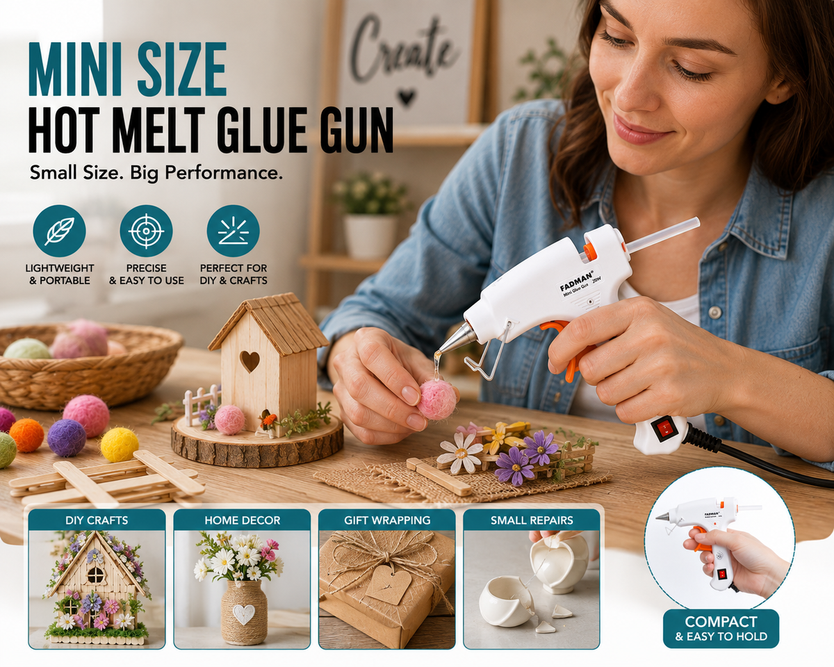 20W Hot Melt Glue Gun with 50 Pcs 7MM Glue Sticks | Mini Electric Adhesive Gun for DIY Crafts, Art, Repair & Home Projects (White)