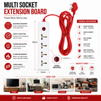Extension Board 5 Meter Long Cord | 4 Universal Socket Power Strip with LED Indicator