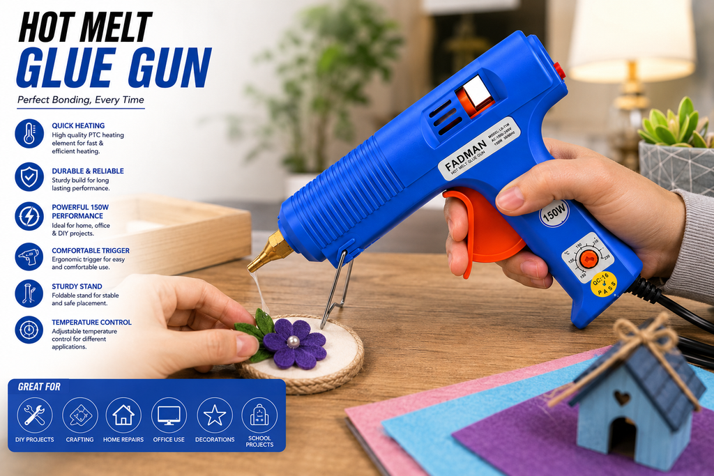 150W Hot Melt Glue Gun | High Temperature Electric Adhesive Gun for DIY, Craft, Repair, Art & Home Projects