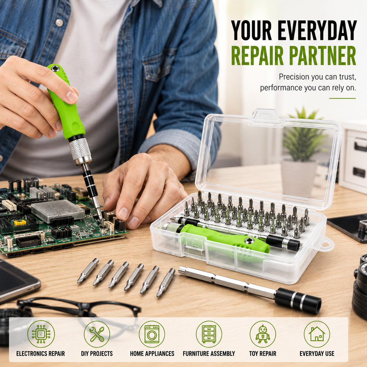 Precision Screwdriver Set 32 in 1 with Magnetic Bits, Interchangeable Handle & Extension Bar for Mobile Phone, Laptop, Camera, Electronics, Eyeglasses & Furniture Repair