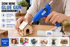 20W Hot Melt Glue Gun with 5 Pcs 7MM Glue Sticks | Mini Electric Adhesive Gun for DIY Crafts, Art, Repair & Home Projects (Blue)
