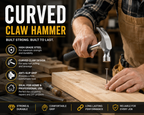 Heavy Duty Claw Hammer with Fiberglass Handle, Anti-Slip Grip for Carpentry, Woodworking, Construction & DIY
