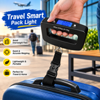 50kg Digital Hanging Luggage Weighing Scale with 10g Precision, Portable Travel Weight Machine with Adjustable Strap & LCD Display for Suitcase, Bags and Parcel