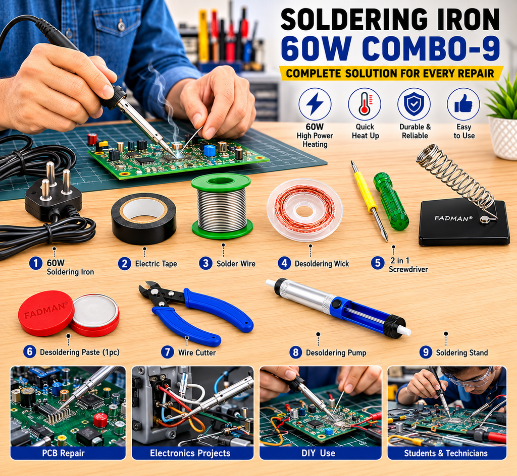 60W SOLDERING IRON KIT PACK OF 9