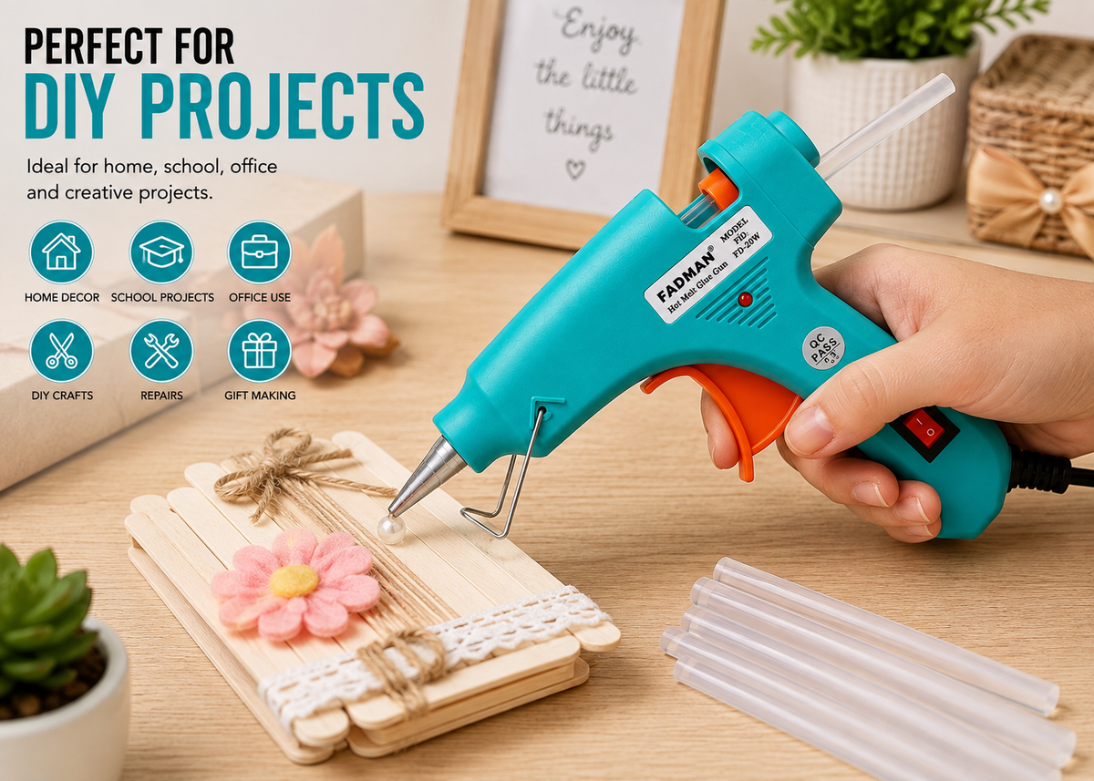 20W Hot Melt Glue Gun with 50 Pcs 7MM Glue Sticks | Mini Electric Adhesive Gun for DIY Crafts, Art, Repair & Home Projects (Turquoise)