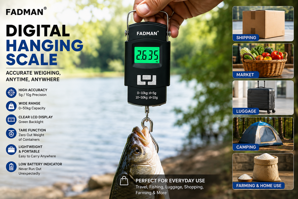 Digital Hanging Weighing Scale 50kg, Portable Luggage Weight Machine with S-Hook, LCD Display, High Accuracy Electronic Weighing Scale for Bags, Parcels & Household Use