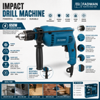 650W 13mm Electric Impact Drill Machine with Variable Speed, Forward & Reverse Function, Auxiliary Handle & Depth Gauge | 2800 RPM Heavy Duty Power Drill for Wood, Metal, Concrete & Home DIY