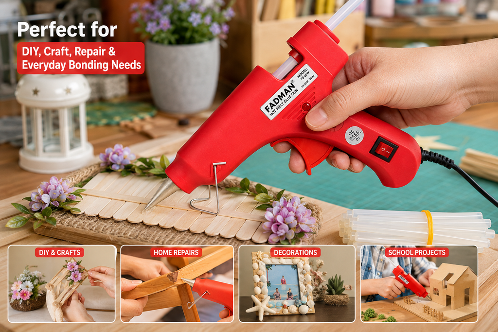 20W Hot Melt Glue Gun with 25 Pcs 7MM Glue Sticks | Mini Electric Adhesive Gun for DIY Crafts, Art, Repair & Home Projects (Red)