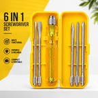 5-in-1 Screwdriver Set, 5 Interchangeable Bits, Phillips & Slotted Heads, Ergonomic Anti-Slip Handle, Portable Storage Case for Home, Electrical & Repair Work (Yellow)