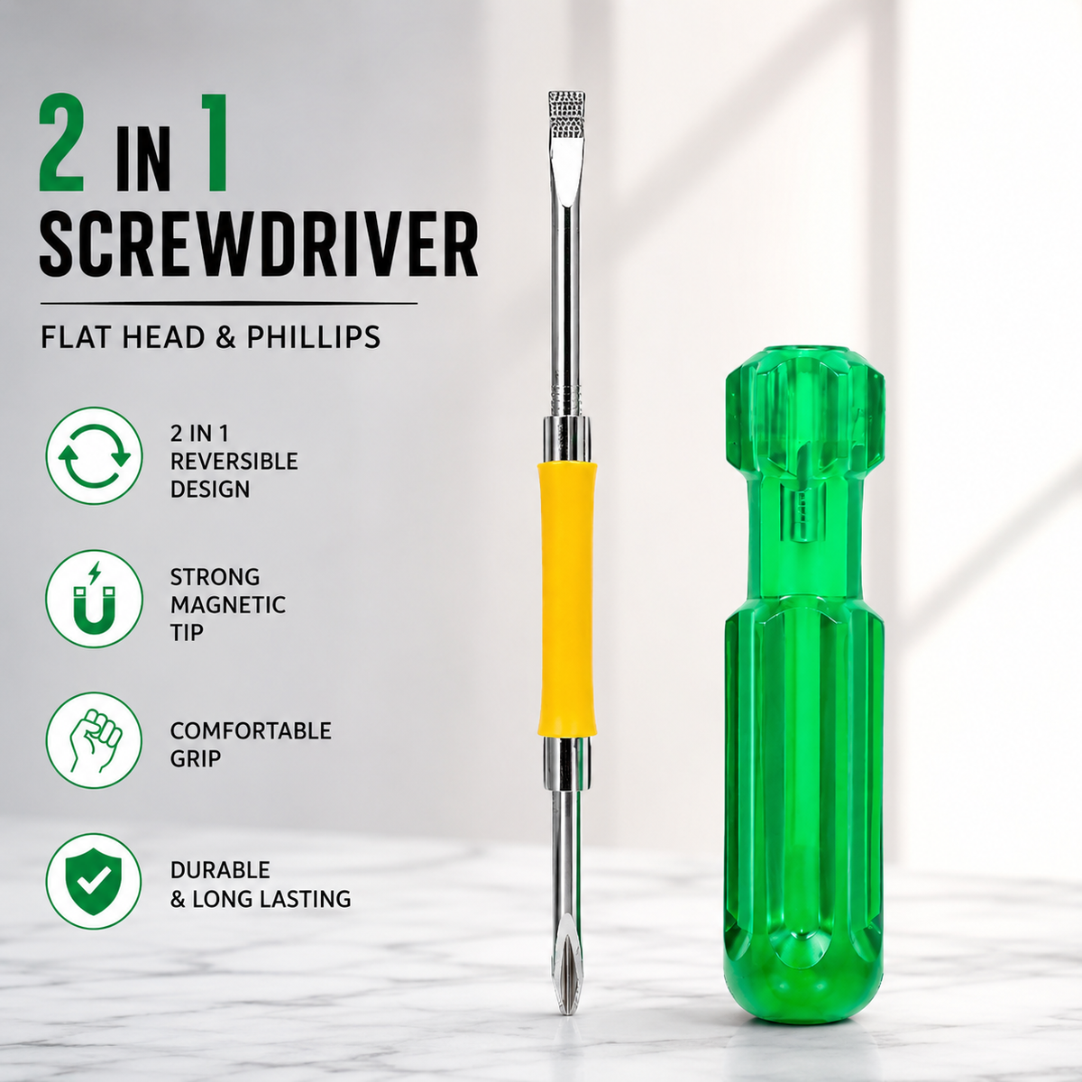 2-in-1 Screwdriver & Electrical Insulation Tape Combo | Dual-Ended Screwdriver Tool with Black PVC Tape for Home, Electrical & Repair Work