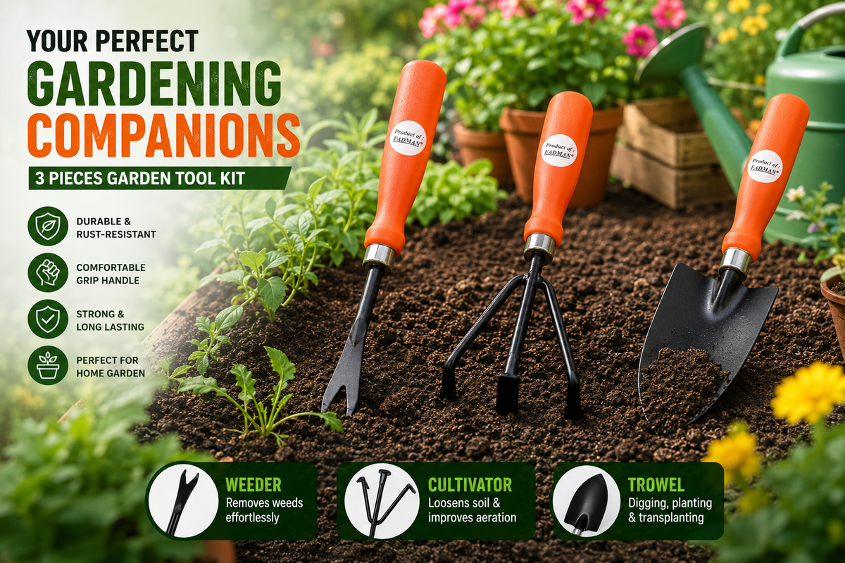 Garden Tool Set for Gardening – Weeder, Cultivator & Big Trowel Hand Tools for Soil Loosening, Weeding & Planting