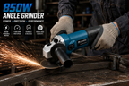 850W Angle Grinder 100mm Heavy Duty Electric Power Tool, 11000 RPM, Spindle Lock, Adjustable Protective Guard for Cutting, Grinding & Polishing (Green)