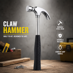 Heavy Duty Claw Hammer with Fiberglass Handle, Anti-Slip Grip for Carpentry, Woodworking, Construction & DIY