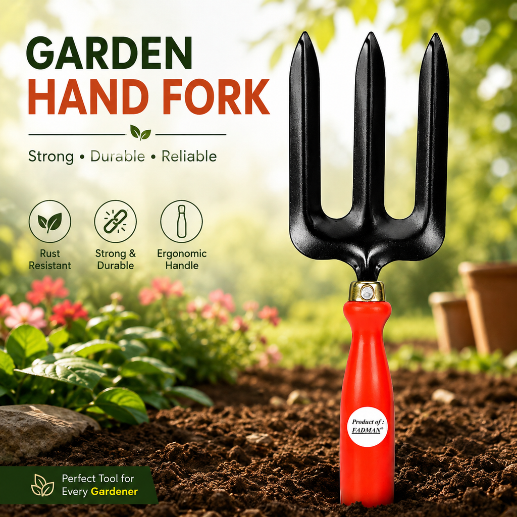 Garden Tools Set of 5 | Hand Trowel, Garden Fork, Cultivator, Pruning Cutter & Khurpa | Heavy Duty Gardening Tools for Home, Lawn & Plants