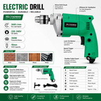 350W Electric Drill Machine 10mm | 2600 RPM Portable Power Drill for Wood, Metal & Home Use