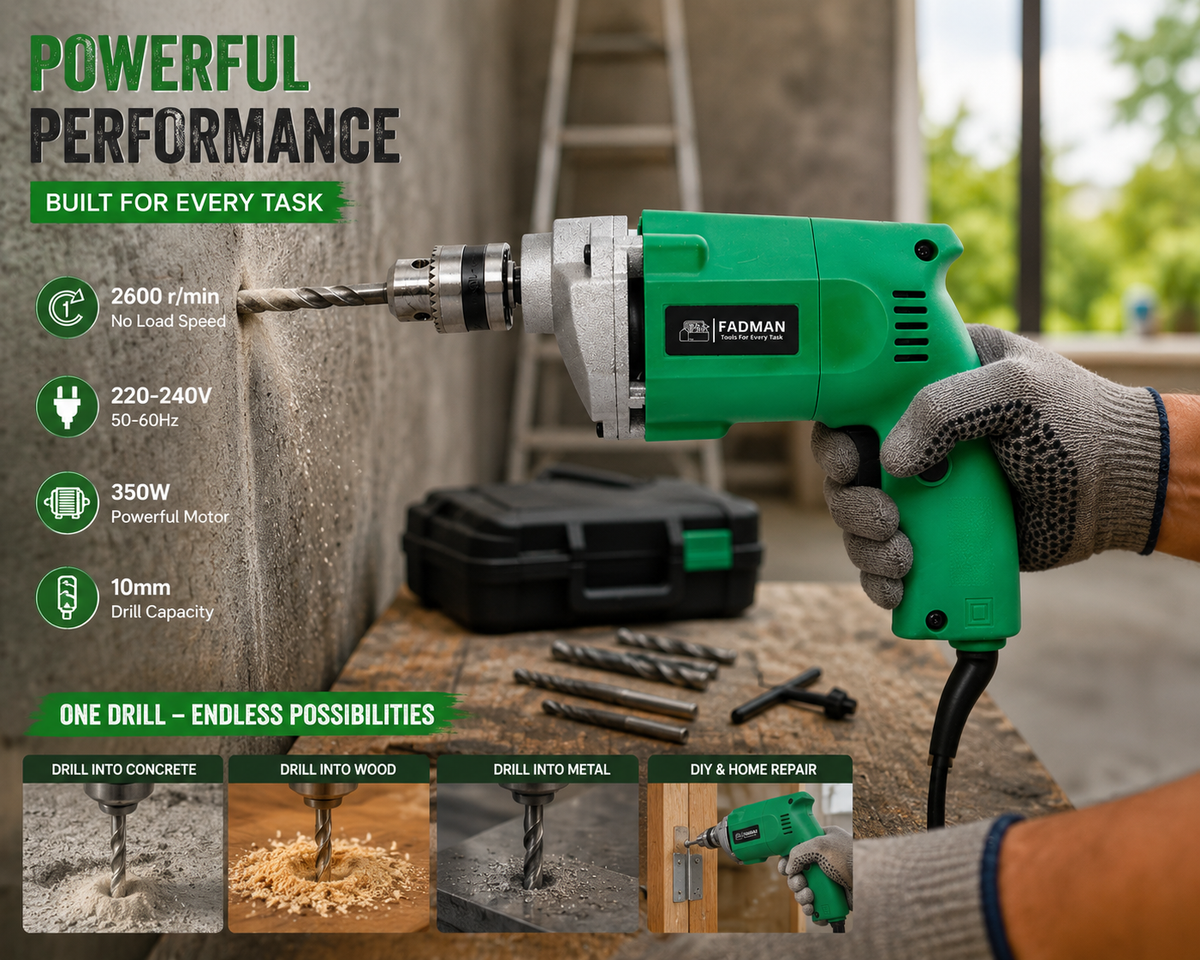 350W Electric Drill Machine 10mm | 2600 RPM Portable Power Drill for Wood, Metal & Home Use