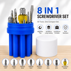 8-in-1 Screwdriver Set, Multi-Size Screwdriver Set with Interchangeable Phillips & Flat Head Bits, Extension Rod, High-Grade Steel Shafts & Transparent PVC Handle for Car, Computer, Workshop & Household Repair
