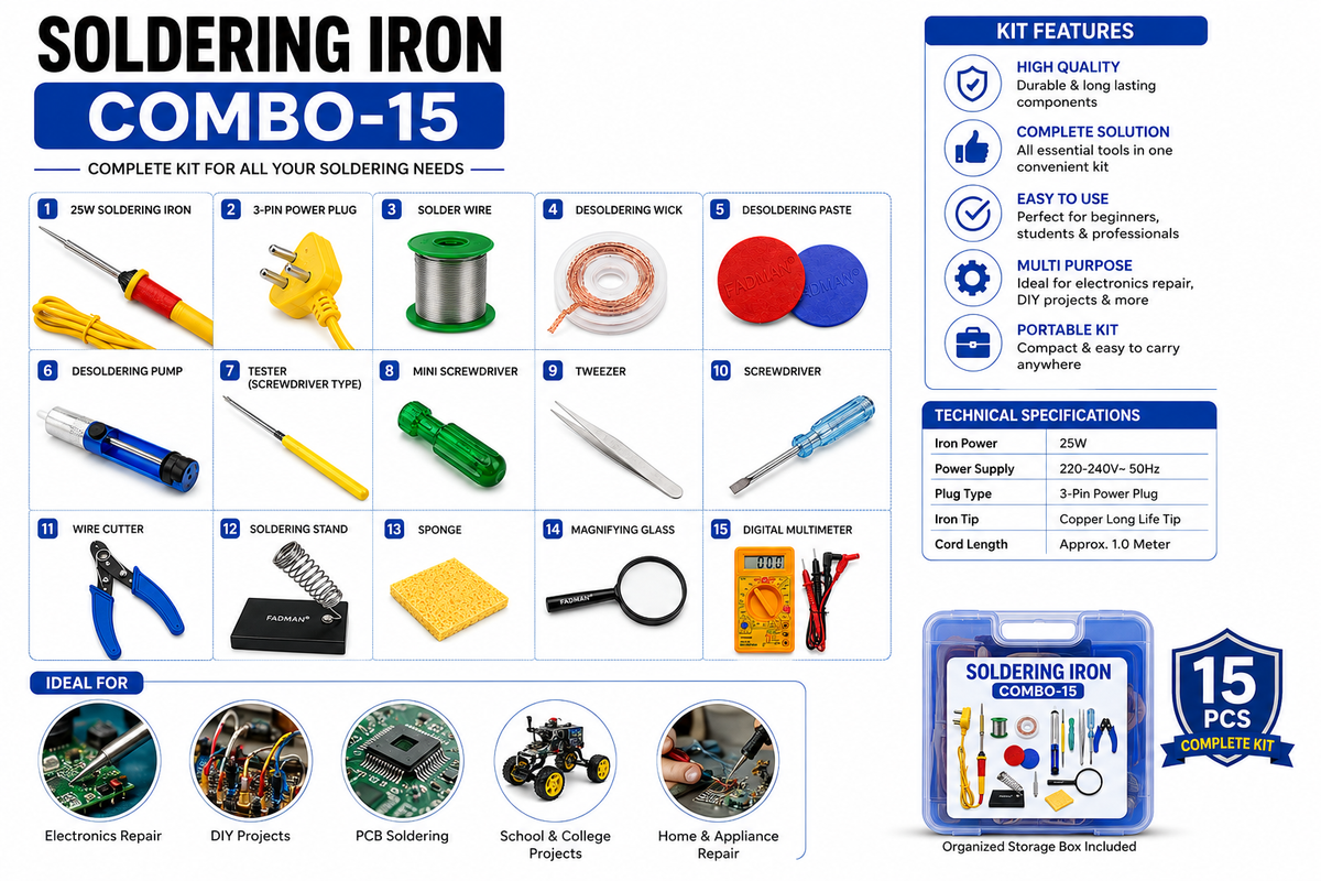 25W SOLDERING IRON KIT PACK OF 15